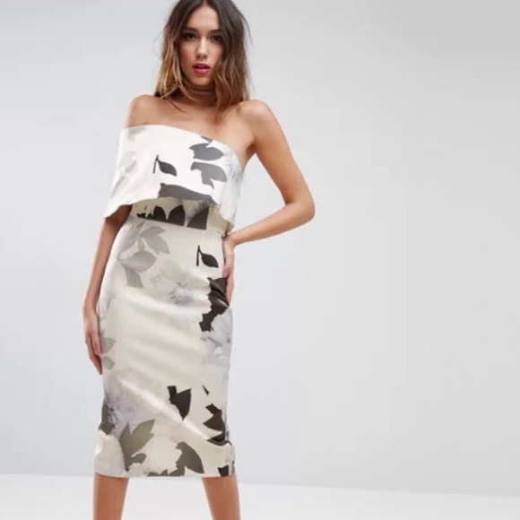 ASOS One Shoulder Floral MIDI Dress - Picture 1 of 2